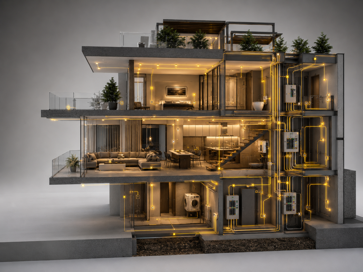 Maqueta de obra con instalación eléctrica