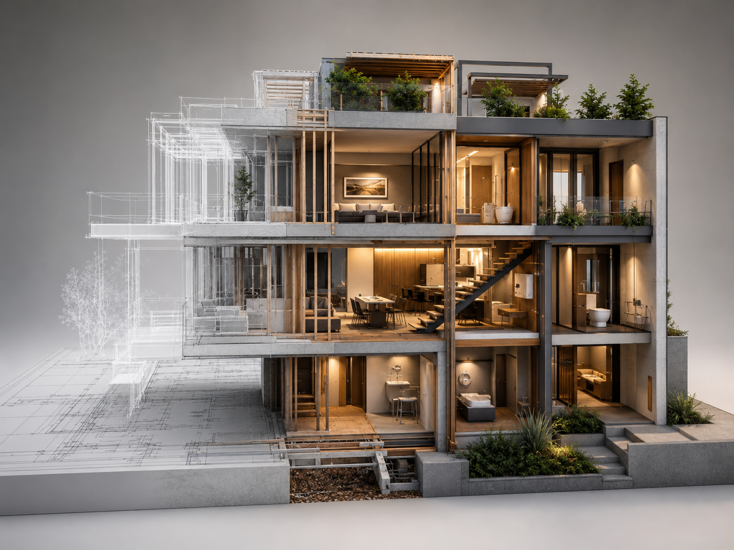 De plano a obra: maqueta con estructura e instalaciones